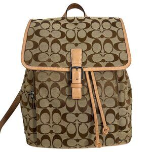 Vintage COACH Classic Signature Logo Vachetta Tan Buckle Backpack Bag 6080 Y2K